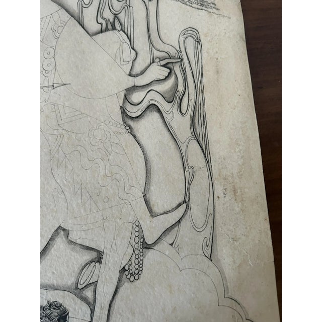 French Artist, Art Nouveau Figures, Ink Drawing on Paper, Late 19th-Early 20th Century, Framed For Sale - Image 15 of 18