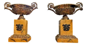 Large Charles X Marble and Gilt Bronze Cassolettes, Set of 2
