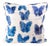 Hunt Slonem Butterflies in Blue Cotton Pillow Cover For Sale