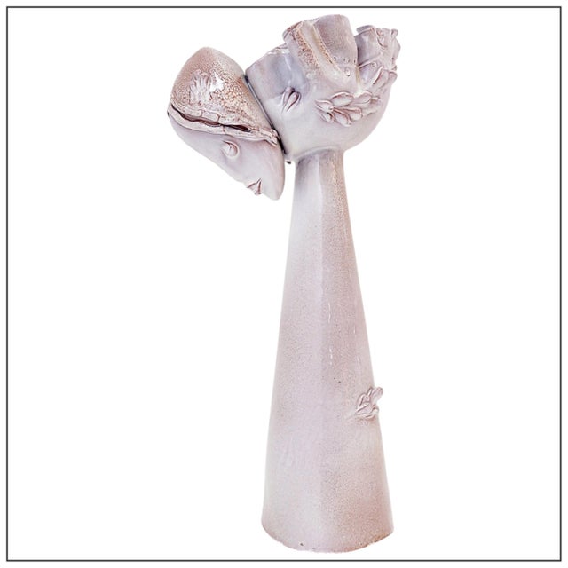 Sculpture Female Face Flower Vase in Ceramic For Sale - Image 18 of 18