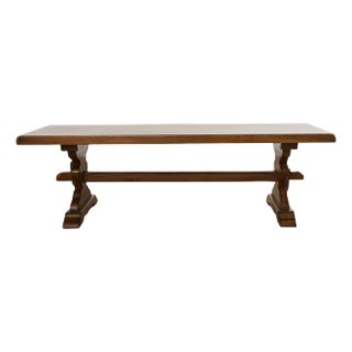 Country French Provincial Oak Farmhouse Trestle Dining Table For Sale