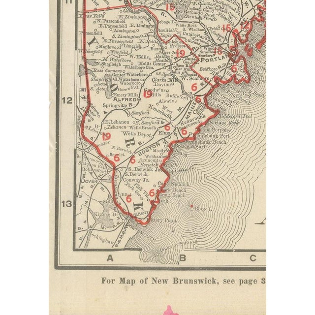 Paper Antique Map of Maine, The Pine Tree State from Rand McNally, 1899 For Sale - Image 7 of 11