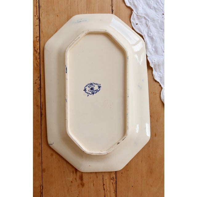 Rouen Oval Ironstone Serving Platter from Longchamp, 1890s For Sale - Image 4 of 9