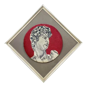 Vintage Framed Handmade “David” Needlepoint