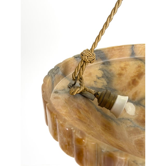 Stone Swedish Grace Sculptural Alabaster Pendant Lamp, 1920s For Sale - Image 7 of 13