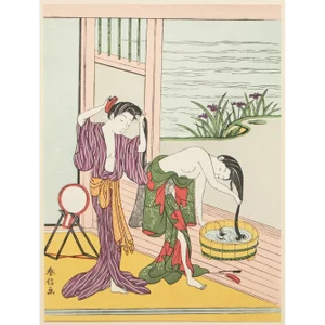 1963 After Harunobu "Washing Hair", Full-Color Print From Japan