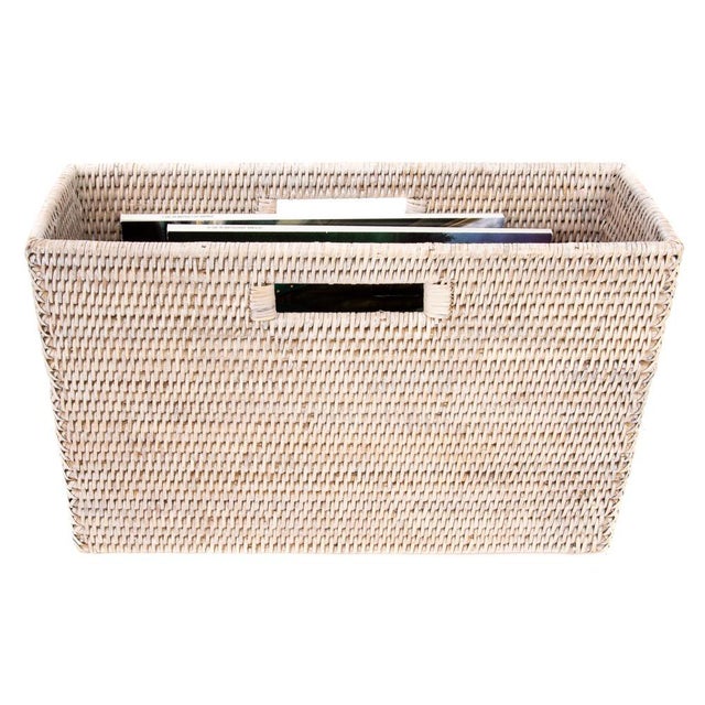 Artifacts Rattan Rectangular Magazine Holder in White Wash - 16" For Sale In Houston - Image 6 of 9