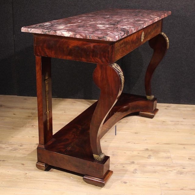Italian Empire Style Console Table with Marble Top, 1880s For Sale - Image 4 of 13