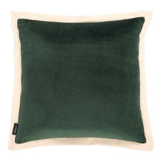 Jordy Cotton Pillow - Olive / Natural - 18" x 18" For Sale