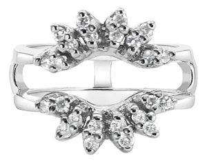 Vintage Diamond Ring Guard Enhancer 14k White Gold, Size 5.5