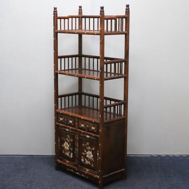Vintage Rosewood Display Cabinet With Mother-of-Pearl Inlay For Sale - Image 9 of 10