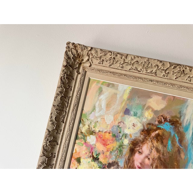 Wood Vintage " It's Spring" by Wallace Bassford (American, 1900-1998) Oil on Canvas Painting For Sale - Image 7 of 12