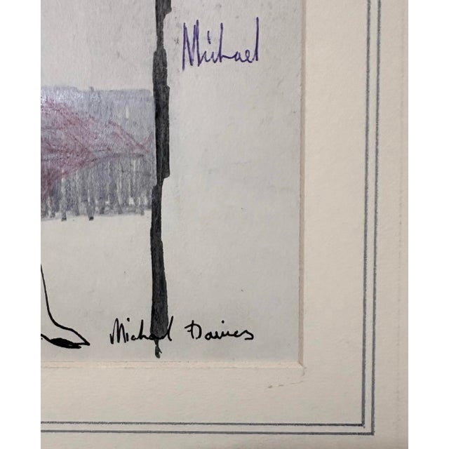 Original Vintage Abstract Ink Drawing of a Standing Man by Artist Michael Davies, 15 X 12.75” For Sale - Image 4 of 9