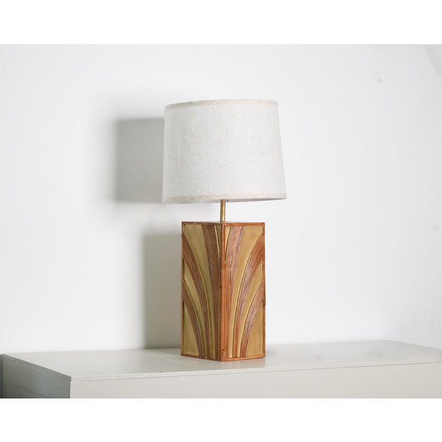 Pencil Reed Leaf Pattern Table Lamp For Sale - Image 4 of 4