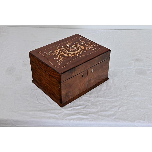 English 19th Century Rosewood & Inlay Jewelry Box For Sale - Image 12 of 12