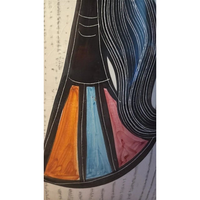 1960s Mid-Century Modern Ceramic Vase With Stylized Girl and Geometric Motifs For Sale - Image 12 of 18