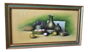 Mid 20th Century Italian Still Life Oil Painting, Framed