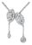 Late 20th Century 14K White Gold Diamond Lariat Cluster Station Designer Pendant Slide Necklace For Sale