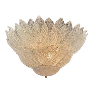Murano Granola Glass 2-Tier Leaf Form Flush Mount Chandelier For Sale
