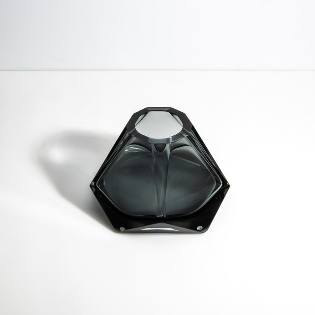 Modern Hand Blown Murano Vase Briolette in Grey For Sale - Image 3 of 10