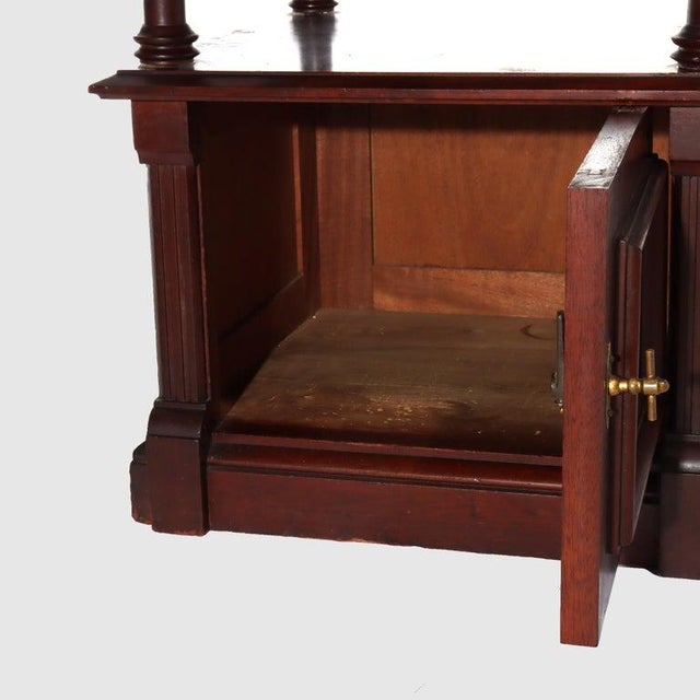 Antique Rennaisance Revival Walnut & Burl Marble Top Commode Circa 1890 For Sale - Image 12 of 17