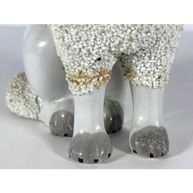 Ceramic Antique Staffordshire Confetti Poodle Figurine: Hand-Painted Pottery c. 1880 For Sale - Image 7 of 10