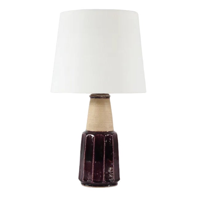 Table Lamp with Dark Purple Glaze by Herman A. Kähler, Denmark, 1960s For Sale