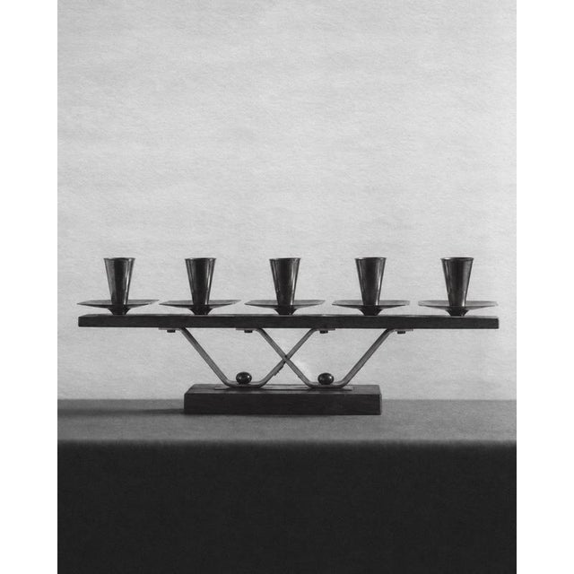 Late 20th Century Vintage Candleholder in Wood and Brass, 1970s For Sale - Image 5 of 13