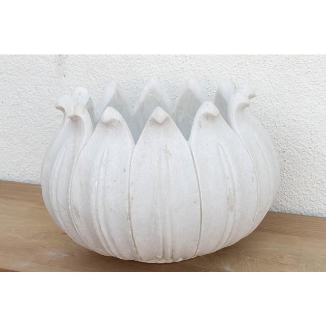 18" Dm Monumental Lotus Flower Marble Planter For Sale In Los Angeles - Image 6 of 8