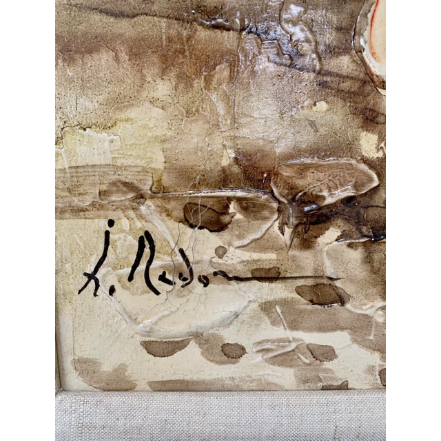 Mid-Century Modern Mid-Century Oil Painting Flowers Wooden Gilded Frame For Sale - Image 3 of 7