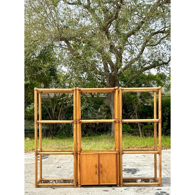 Vintage Coastal Rattan Etagere - Set of 3 For Sale - Image 4 of 11