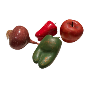 Carved and Painted Tromp l'Oeil Vegetables- A Set of 4