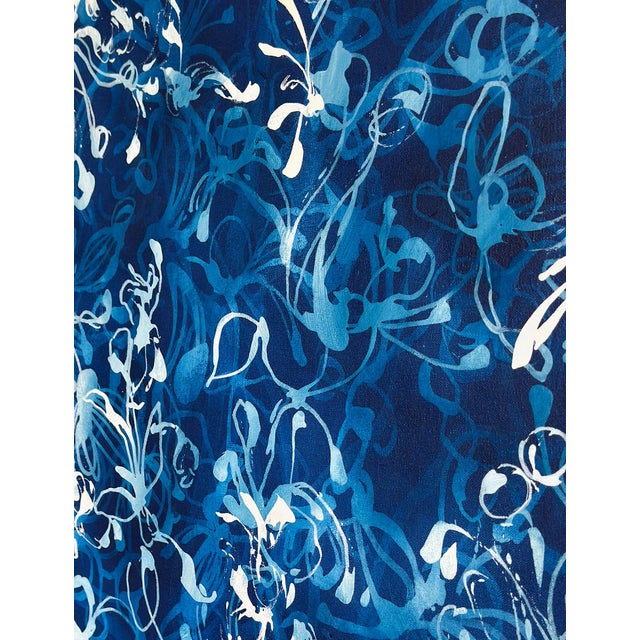 2010s Blue Rising No.1 - 48x48 Large Textured Abstract Painting on Canvas, Blue Atmospheric Contemporary Art For Sale - Image 5 of 6