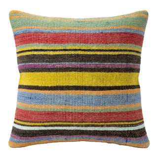 Turkish Wool Kilim Pillow Cover 16'' X 16'' For Sale