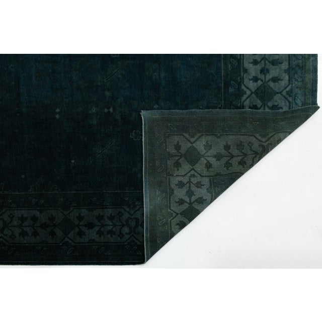 Contemporary Contemporary Midnight Emerald Hand-Knotted Overdyed Wool Area Rug 12x15 For Sale - Image 3 of 12