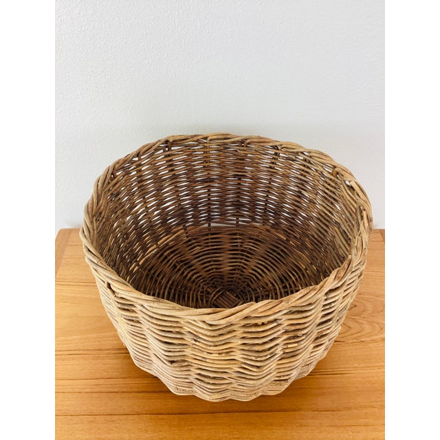 Vintage Rustic Woven Wicker / Reed Basket Planter Organizer For Sale In Palm Springs - Image 6 of 8