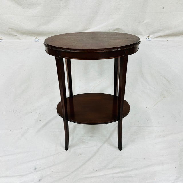 Mid Century Imperial Furniture Mahogany Oval Two Tier Accent Table