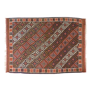 1980s A Polychrome Kilim Flatweave Rug. 4'6"x 6'4" For Sale