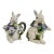Late 20th Century Porcelain Bunny Rabbit Creamer and Sugar With Blue and Green Florals For Sale