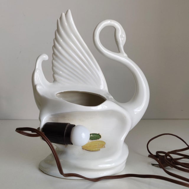 Mid-Century Modern Mid Century White Swan Television Lamp For Sale - Image 3 of 9