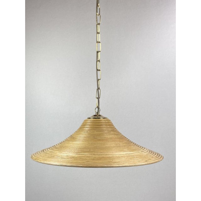 Italian Bamboo and Brass Pendant, 1970s For Sale - Image 9 of 15