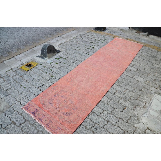 Oushak Vintage Pink Runner For Sale - Image 9 of 11