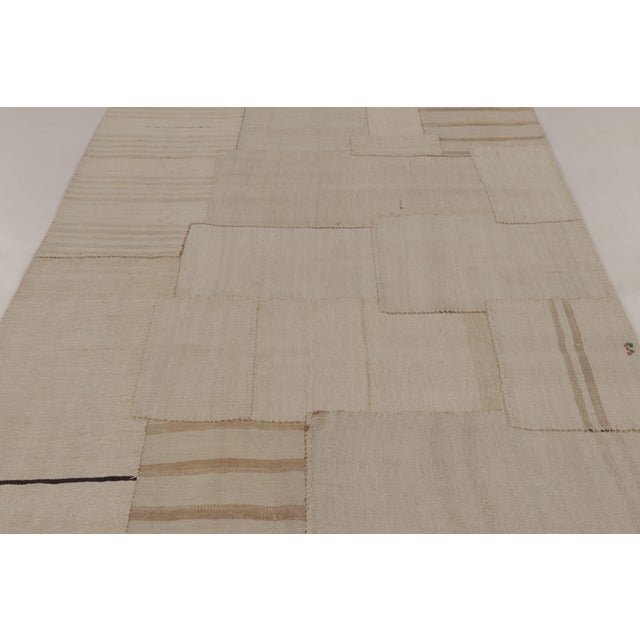 Rug & Kilim Vintage Turkish Patchwork Rug With Neutral Design in Beige & Gold - Rug & Kilim For Sale - Image 4 of 10
