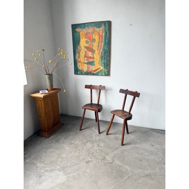 Folk Art Savoyard Tripod Chairs in Oak, 1900s, Set of 2 For Sale - Image 9 of 18