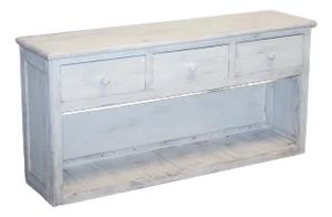 Antique English Hand-Painted Pine Farmhouse Sideboard with Drawers