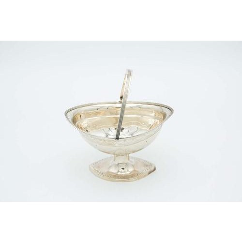 Silver Basket with Low Reliefs on High Feet For Sale - Image 4 of 4