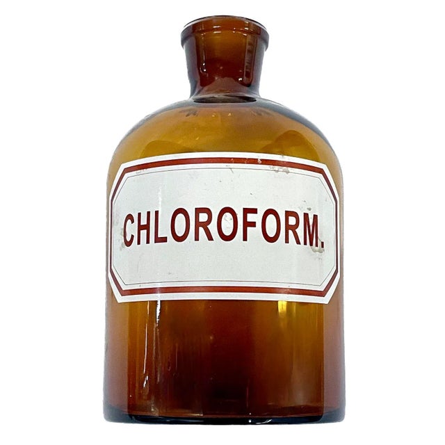 English Vintage Amber Glass Chloroform Bottle For Sale - Image 3 of 4
