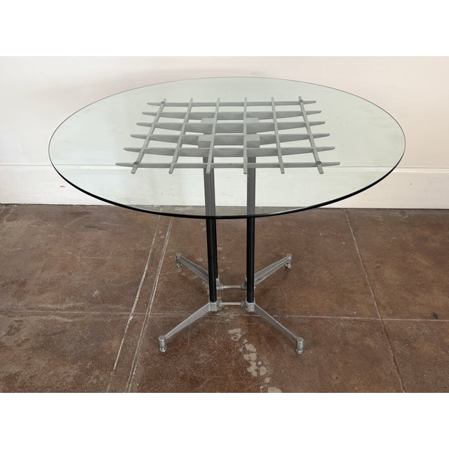 Vintage 1980's Postmodern Aluminum Glass Dining Table For Sale - Image 16 of 17