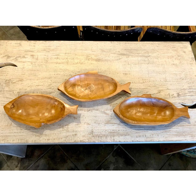 2010s Teak Fish Bowl For Sale - Image 5 of 9