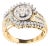 10K Yellow Gold 1 Cttw Round and Baguette cut Diamond Cluster Swirl Band Ring (H-I Color, I1-I2 Clarity) - Ring Size 7 For Sale